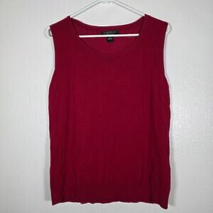 August Silk Silk Blend Knit Sweater Vest Burgundy Sleeveless Womens XL